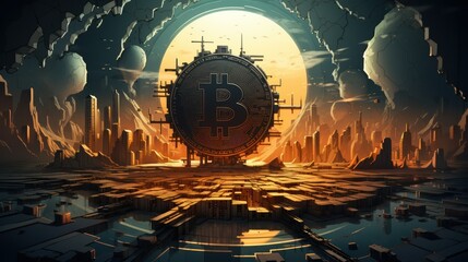 Bitcoin. Golden bitcoin, cryptocurrency, Electronics, finance, money, symbol, Blockchain