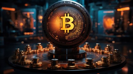 Bitcoin. Golden bitcoin, cryptocurrency, Electronics, finance, money, symbol, Blockchain