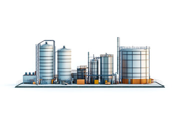 Obraz premium Storage tanks and silos isolated on a white background