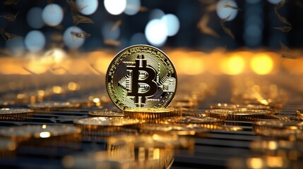 Bitcoin. Golden bitcoin, cryptocurrency, Electronics, finance, money, symbol, Blockchain