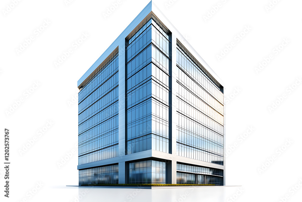 Poster tall office building realistic image isolated on a white background