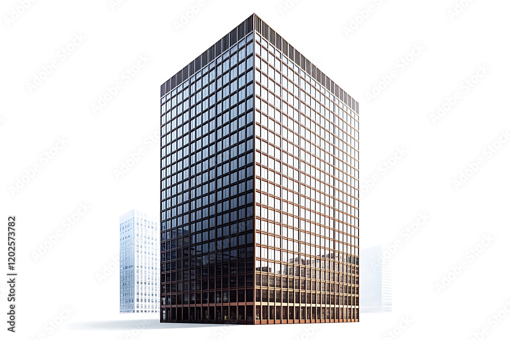 Poster tall office building realistic image isolated on a white background