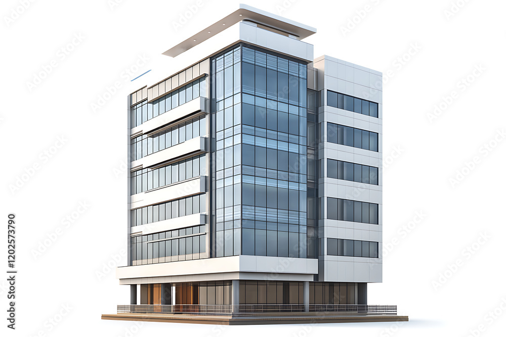 Poster tall office building realistic image isolated on a white background