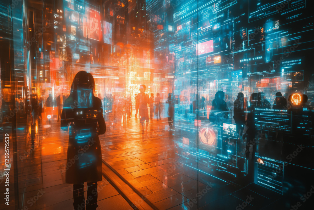 Poster exploring a vibrant digital social hub full of reality layers and interactions