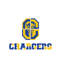 Letter c charger sports team basketball volleyball soccer logo design  vetor