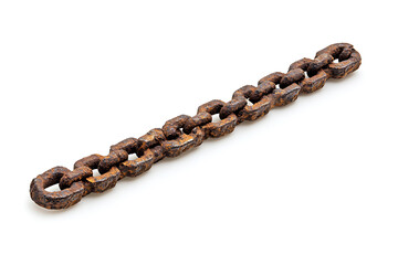 Obraz premium Rusty chain isolated on a white background