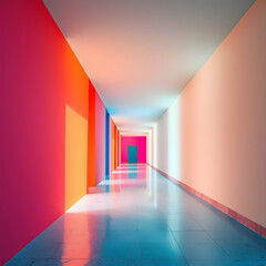 Fototapeta premium colorful liminal space, 3d render