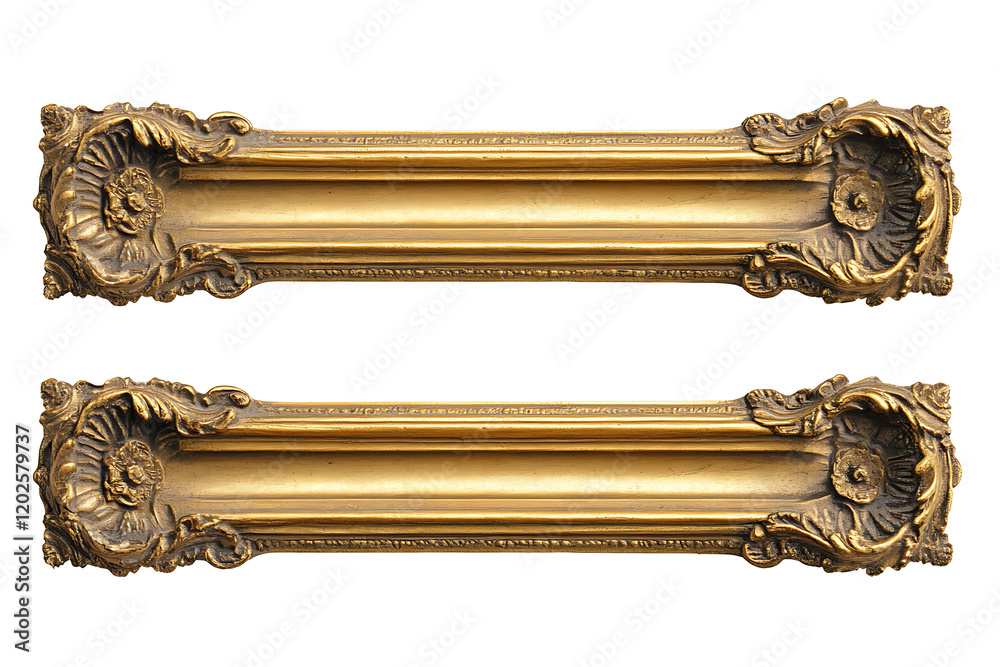 Aufkleber set of antique golden rectangular picture frames isolated on a white background