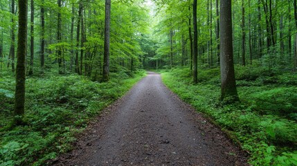 Obraz premium Forest path, trees, green leaves, summer, nature, tranquil scene, background for travel brochure