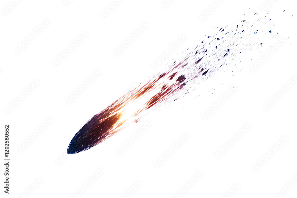 Poster a meteor isolated on a white background