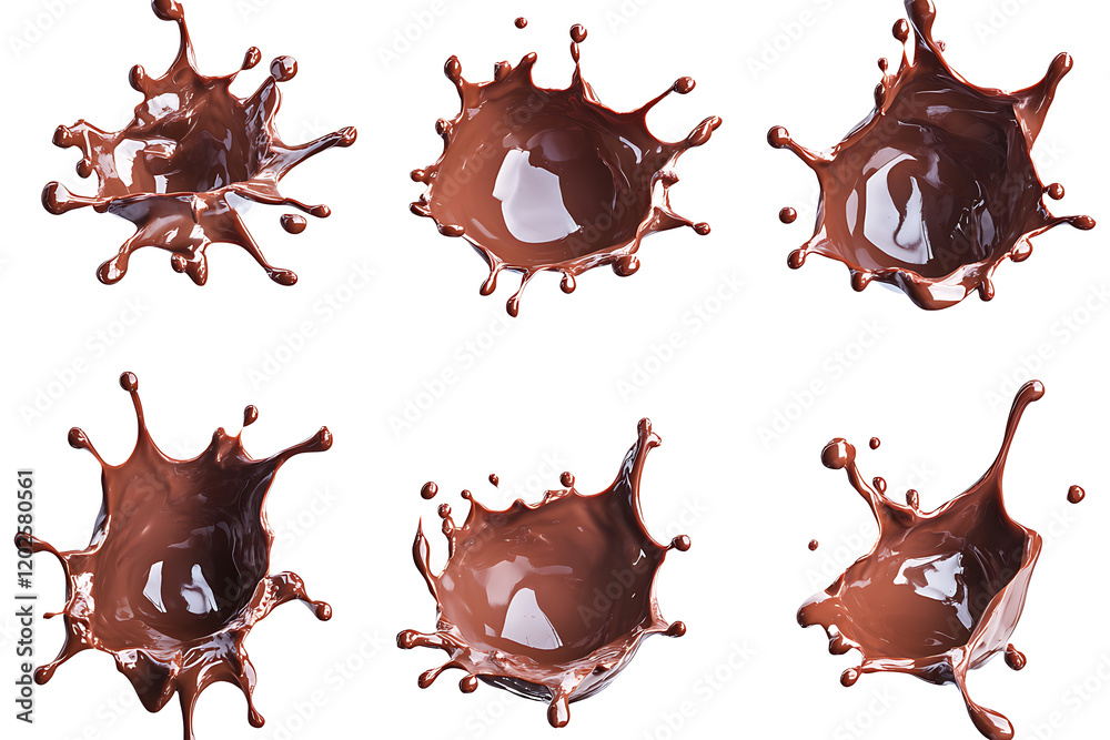 Poster set of chocolate splashes isolated on a white background