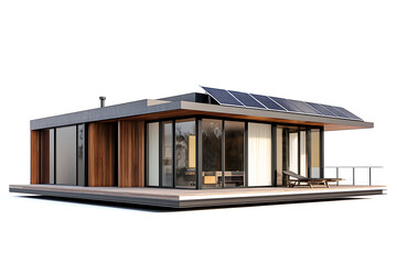 Fototapeta premium Modern house with solar panels isolated on a white background