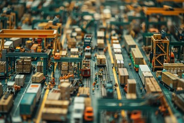 Aerial view of a densely populated city with skyscrapers and bustling traffic, urban development and modern lifestyle