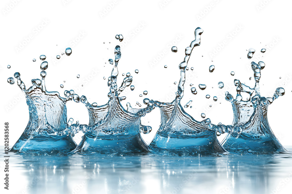 Poster set of fresh water splashing isolated a white background