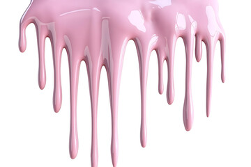 Pink paint dripping isolated on a white background