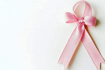 Pink ribbon and bow isolated on a white background