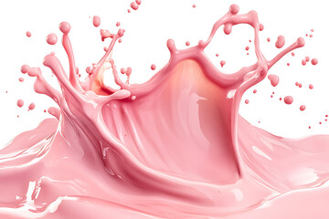 Pink water splashing isolated a white background
