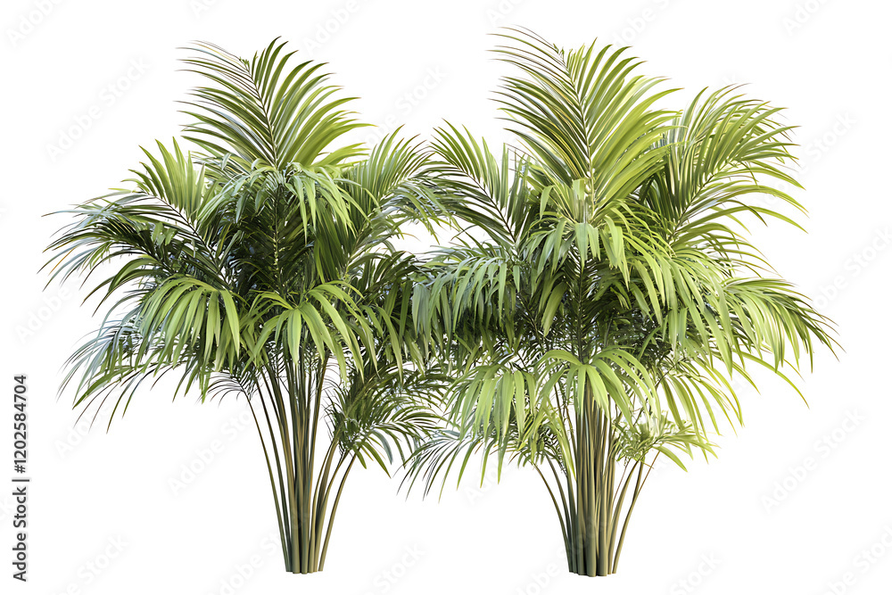 Poster set of green palm trees isolated on a white background