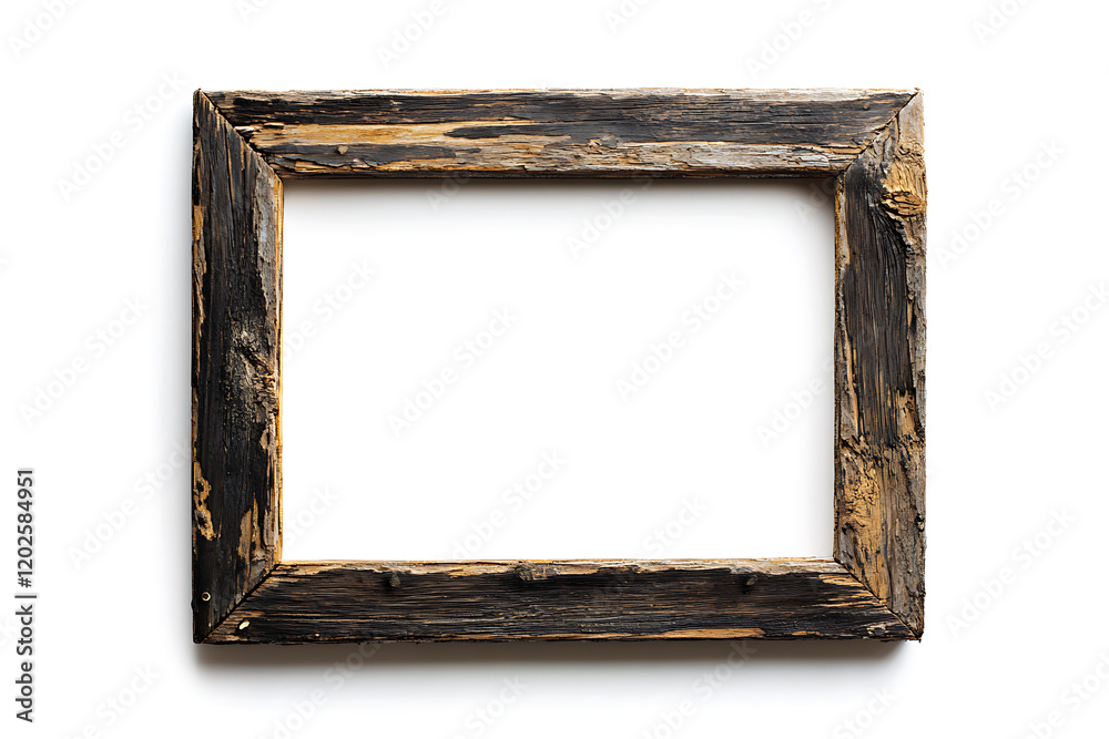 Aufkleber old rustic wooden frame isolated on a white background