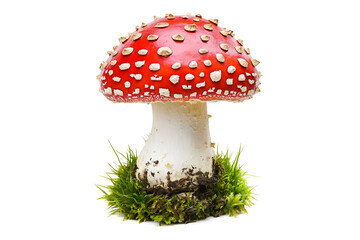 Poisonous mushroom fungus agaric plant isolated a white background