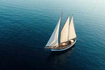 Fototapeta premium Sailboat on calm ocean waters.