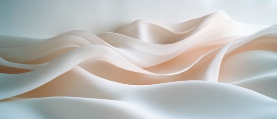 Obraz premium Elegant waves of silky fabric create a smooth landscape, capturing light and shadow in a calming, minimalist scene of texture and grace.