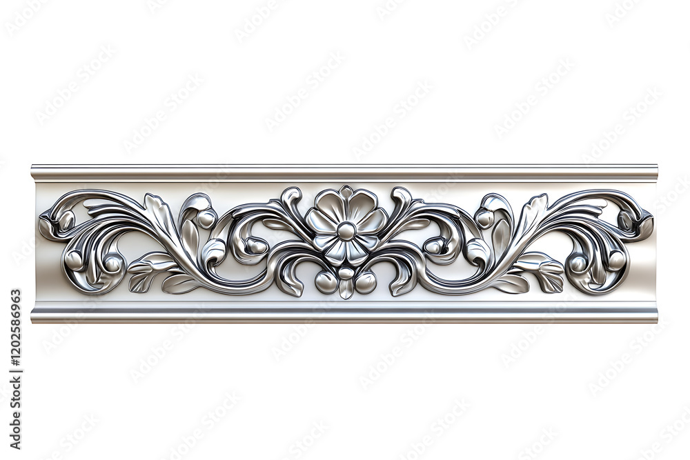 Aufkleber rectangular silver frame with a decorative pattern isolated a white background