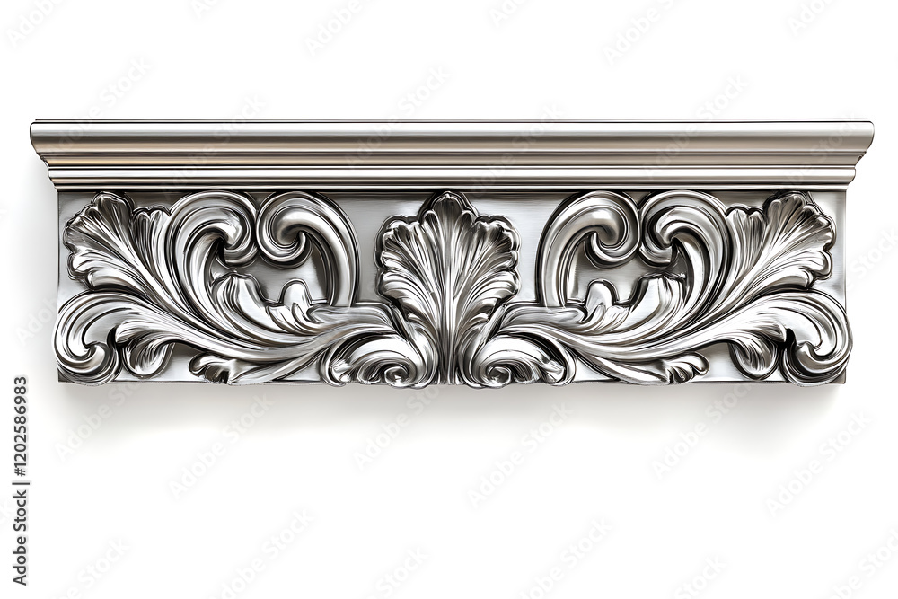 Aufkleber rectangular silver frame with a decorative pattern isolated a white background