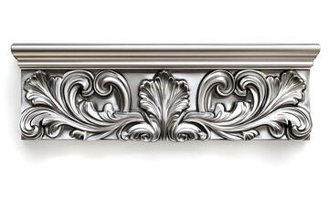 Rectangular silver frame with a decorative pattern isolated a white background