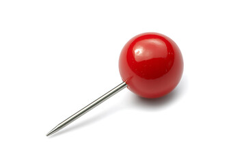 Red pin, push pin isolated a white background