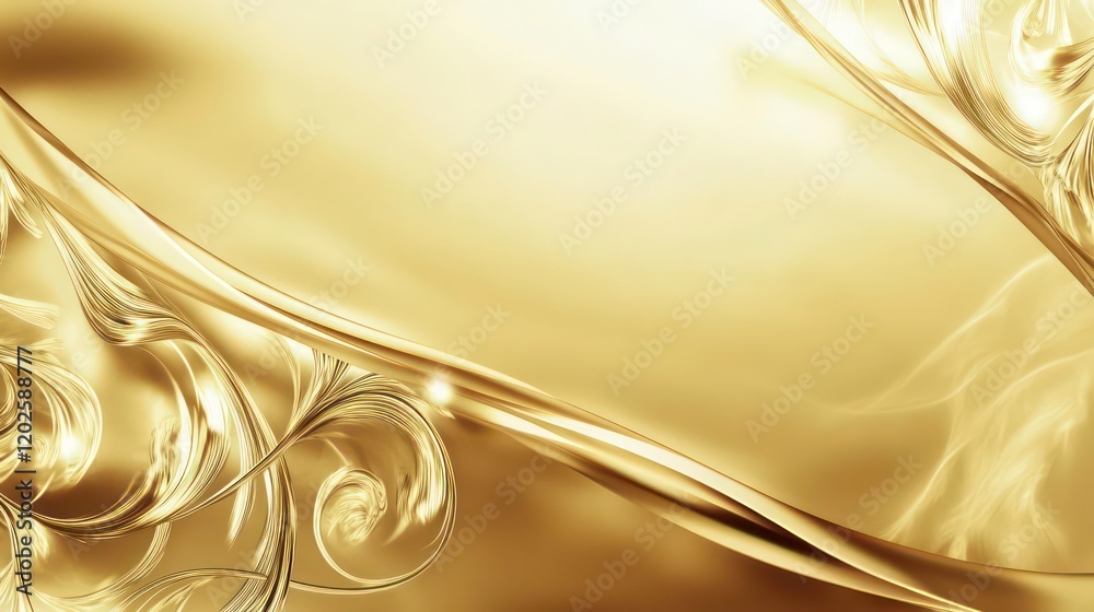 Poster Abstract gold background with elegant swirling patterns and smooth textures.