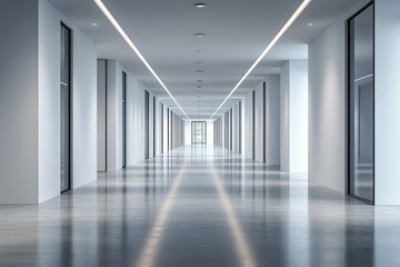 Obraz premium Empty modern hallway with bright lighting and clean lines