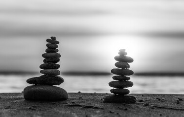 Obraz premium Pedras, Equilibrio, Meditação, Yoga, 
