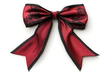 Red ribbon with bow isolated a transparent background