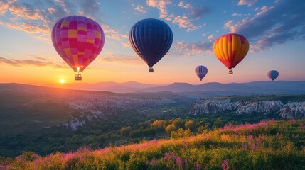 Fototapeta premium Sunrise hot air balloons Cappadocia valley travel