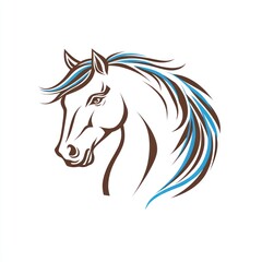 Obraz premium Brown and blue horse head drawing, vector illustration for equine graphics