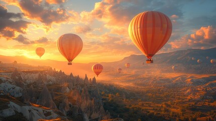 Fototapeta premium Sunrise Hot Air Balloons Cappadocia Turkey Travel