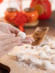 sweet dumping or tangyuan traditional Chinese new year food .