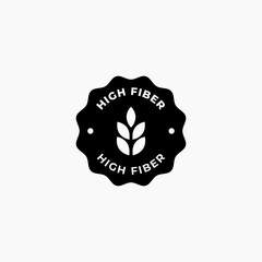 High fiber stamp sign vector isolated. High fiber icon for product packaging design element. High fiber label for packaging design element.