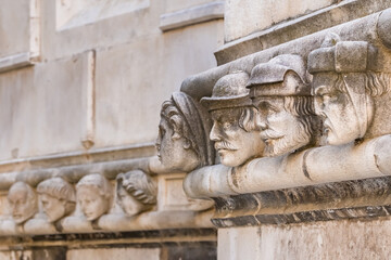 Detail of the facade of the Cathedral of Saint James in Sibenik, Croatia
