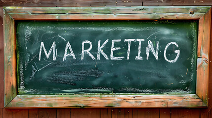 Marketing Strategy Written on Rustic Chalkboard