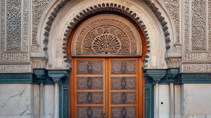 Intricate Architectural Design of a Beautifully Carved Wooden Door in Historic Building