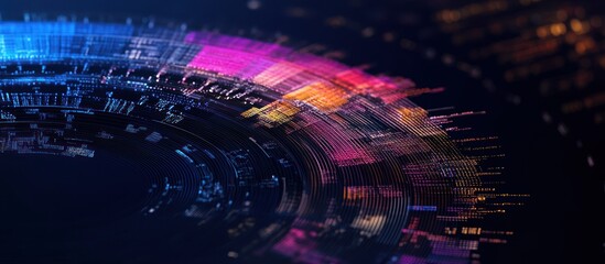 Fototapeta premium Abstract data swirl; digital backdrop; vibrant colors