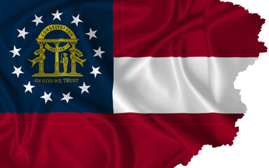 Flag of the State of Georgia vector with torn edges on a transparent background