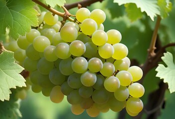 A Close-up Portrait of Unripened Green Grapes on the Vine