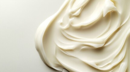 Creamy lotion swirl texture on white background, beauty product, advertising