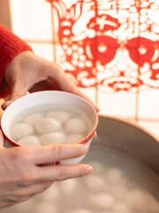sweet dumping or tangyuan traditional Chinese new year food .