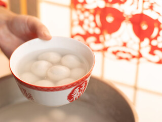 sweet dumping or tangyuan traditional Chinese new year food .