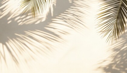 Obraz premium Palm leaves cast shadows on a beige background.