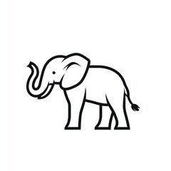 Fototapeta premium African elephant profile, wildlife, nature, safari, white background, children's book illustration